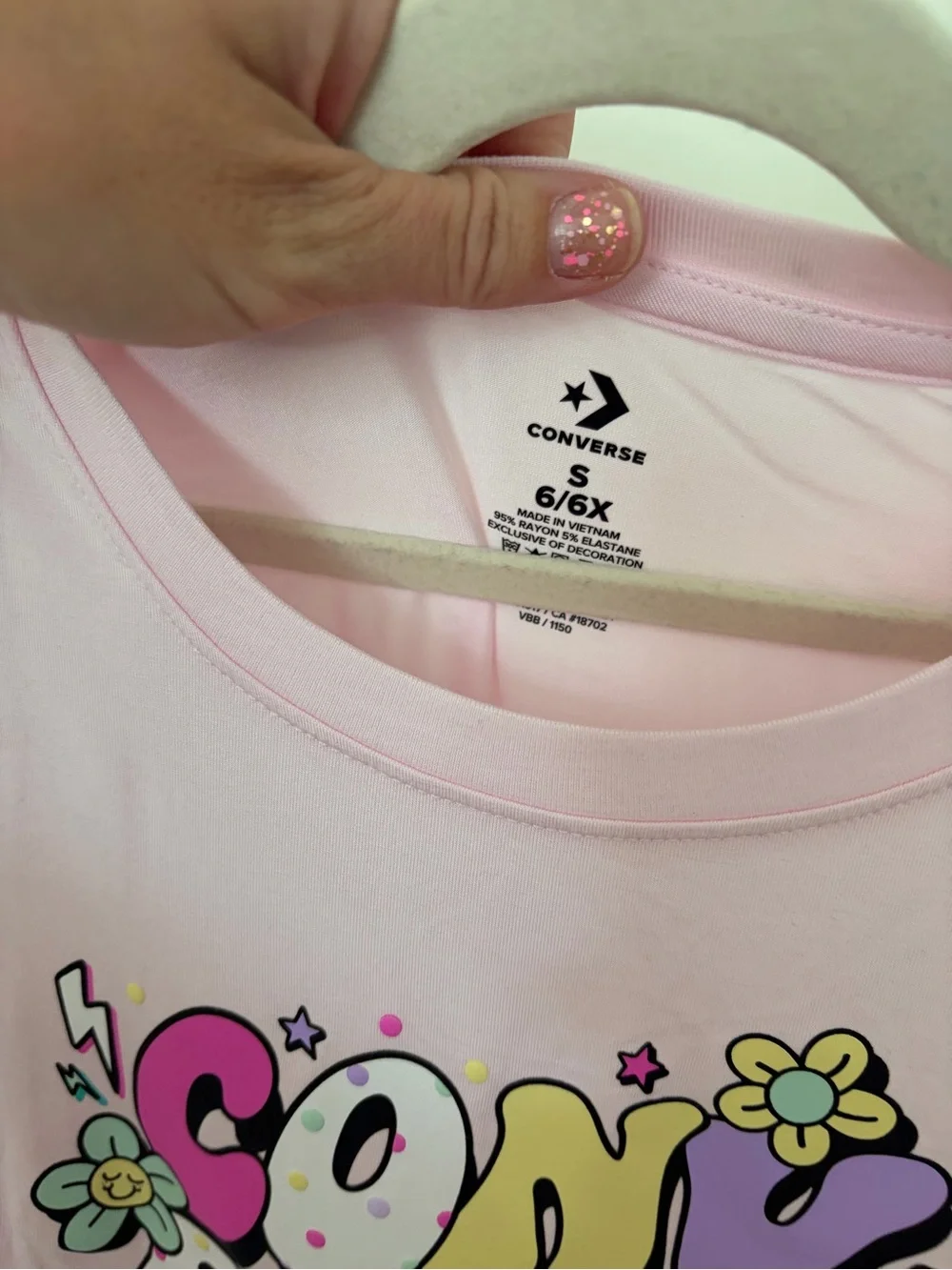 Small (6/6x) • Converse Girls' Pink Graphic Tee